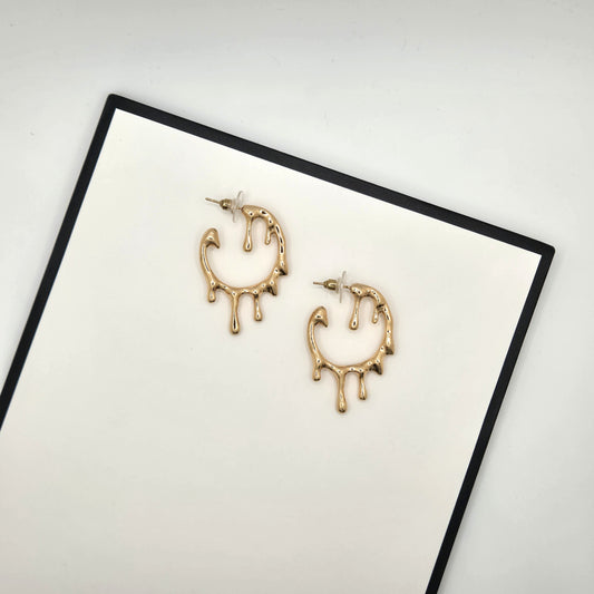 Gold Drip Hoop Earrings